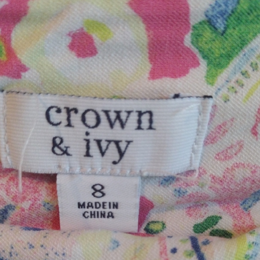Crown & Ivy Pink and Green Paisley Mini Skort - Picture 2 of 6